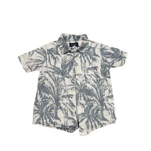 The Children's Place Gray and White Button Down Shirt with Palm Print